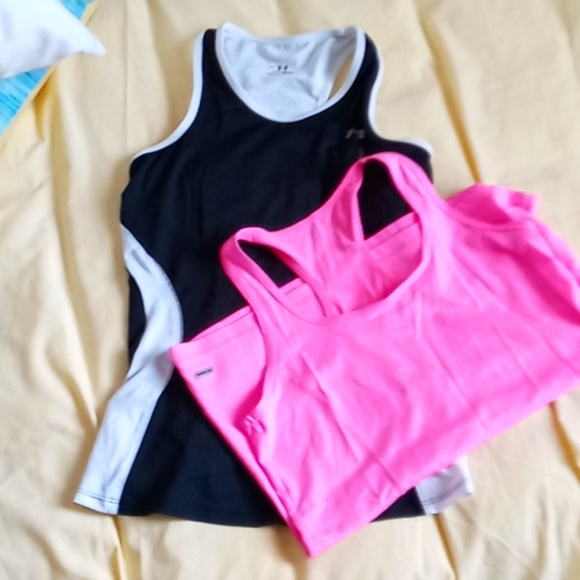 Under Armour Tops - 🔥Sale $15.🔥Bundle of 2 Athletic Tank Tops Black and Pink Size Small